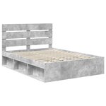 vidaXL Cadre de lit Béton 140 x 200 cm Bois de pin massif