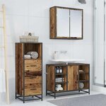 vidaXL Ensemble de mobilier de salle de bain 3 Pièces Bois Ancien