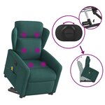 vidaXL Fauteuil inclinable de massage électrique Vert foncé Tissu