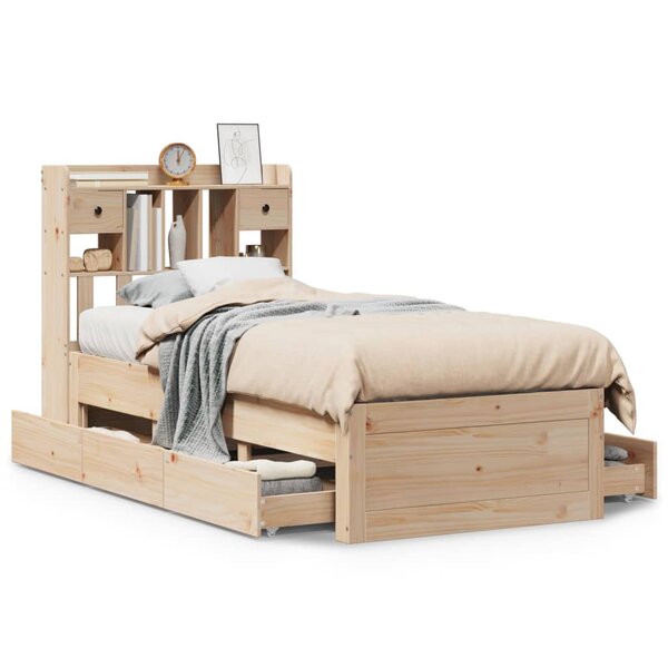 vidaXL Lit bibliothèque sans matelas 90x190 cm bois de pin massif