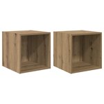 vidaXL Étagères murales - Lot de 2 en Chêne Artisan  37 x 37 x 37 cm Bois reconstitué