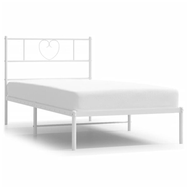 vidaXL Cadre de lit métal sans matelas avec tête de lit blanc 90x190cm