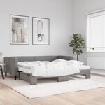 vidaXL Lit de jour avec gigogne et matelas gris foncé 90x200 cm tissu