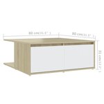 vidaXL Table basse blanc et chêne sonoma 80x80x31 cm bois d'ingénierie