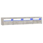vidaXL Meuble TV avec lumières LED Gris béton 240x35x40 cm