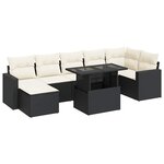vidaXL Salon de jardin 8 Pièces avec coussins noir résine tressée