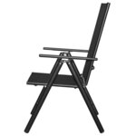 vidaXL Mobilier à dîner d'extérieur pliable 9 Pièces Aluminium Noir