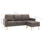 vidaXL Canapé à 3 places avec repose-pied Taupe Tissu