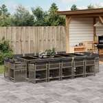 vidaXL Ensemble à manger de jardin 15 Pièces coussins gris résine tressée