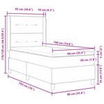 Lit à ressort vidaXL avec matelas Gris clair 90x190 cm Velours