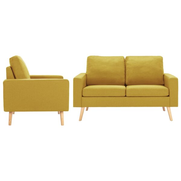 vidaXL Ensemble de canapés 2 Pièces Tissu Jaune