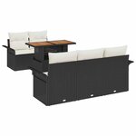 vidaXL Ensemble de canapé de jardin 6 Pièces Noir Poly rotin