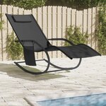 vidaXL Chaise longue à bascule noir acier et textilène