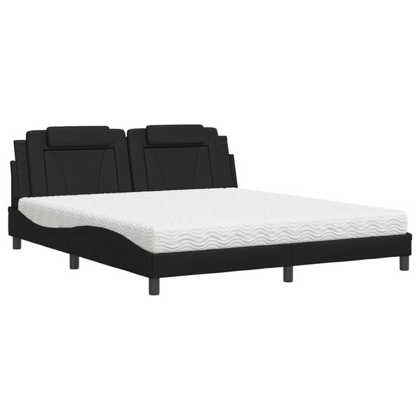 vidaXL Lit avec matelas noir 180x200 cm similicuir