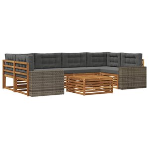vidaXL Ensemble de canapés d'extérieur 7 pc Naturel et Anthracite