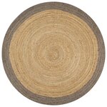 vidaXL Tapis fait à la main Jute avec bord gris 150 cm