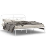vidaXL Cadre de lit métal avec tête de lit blanc 183x213 cm