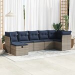 vidaXL Salon de jardin avec coussins 7 Pièces gris résine tressée