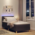 vidaXL Lit à ressort LED avec matelas Marron foncé 90 x 190 cm tissu