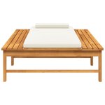 vidaXL Chaise longue coussin/oreiller blanc crème bois massif acacia