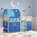 vidaXL Lit mezzanine enfants avec tunnel sans matelas bleu 90x200 cm