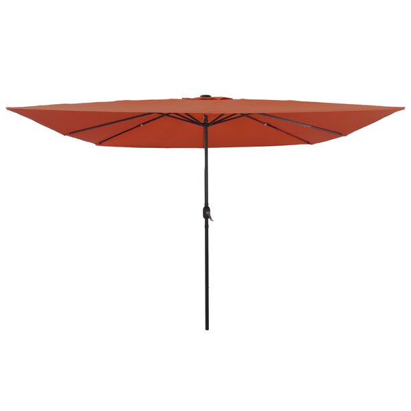 Parasol de jardin carré vidaXL avec lumières LED 295x245 cm Terracotta