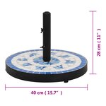 vidaXL Base de parasol bleu et blanc rond 12 kg