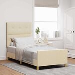 vidaXL Cadre de lit avec tête de lit Crème 100 x 200 cm tissu