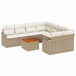 vidaXL Ensemble de canapé de jardin 9 Pièces Beige Poly rotin