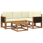 vidaXL Ensemble de canapés d'extérieur 5 pc Naturel et Crème Polyester