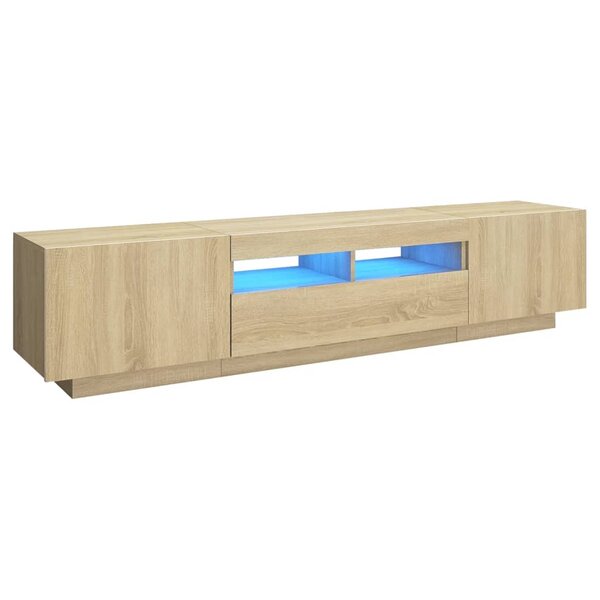 vidaXL Meuble TV avec lumières LED Chêne sonoma 180x35x40 cm