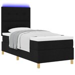 vidaXL Lit à ressort LED avec matelas Noir 80 x 200 cm tissu