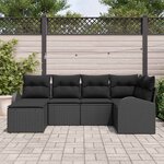 vidaXL Ensemble de canapé de jardin 6 Pièces Noir polyrotin