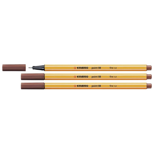 Stylo-Feutre POINT 88 Pointe Fine 0 4 mm sienne brûlée x 3 STABILO