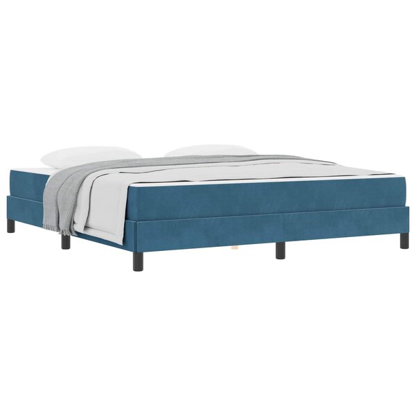 vidaXL Lit à ressorts avec matelas Bleu foncé 180 x 200 cm tissu