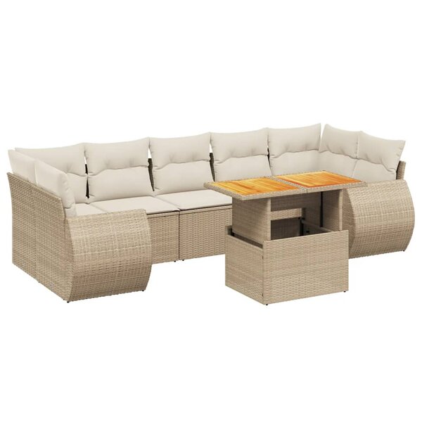 vidaXL Salon de jardin avec coussins 8 Pièces beige résine tressée