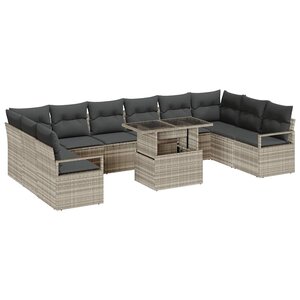 vidaXL Ensemble de canapé de jardin 11 Pièces Gris clair 100 x 55 x 73 cm