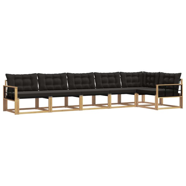 vidaXL Ensemble de canapés d'extérieur 6 Pièces Blanc et noir