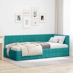 vidaXL Cadre de lit d'angle Turquoise 90 x 200 cm Velours