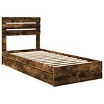 vidaXL Lit de Rangement Chêne fumé 75 x 190 cm Bois d'ingénierie