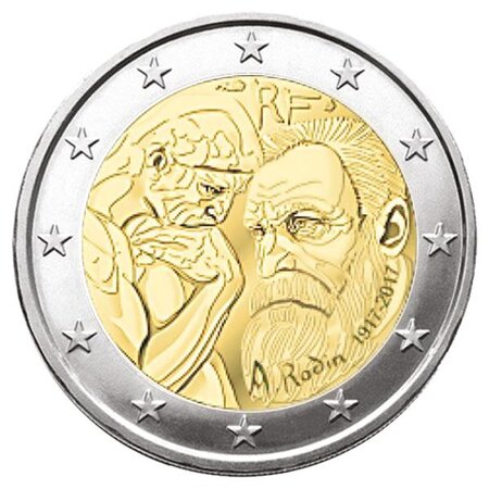 Pièce 2€ commémorative 2017 : france (auguste rodin)