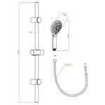 SCHÜTTE Ensemble de barre de douche 5 fonctions 70 cm LIANA chromé
