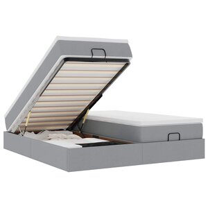 VidaXL Cadre de lit ottoman et matelas gris clair 200x200cm tissu