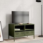 vidaXL Meuble TV vert olive 68x39x43 5 cm acier laminé à froid