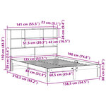 vidaXL Lit bibliothèque sans matelas cire marron 135x190 cm pin massif