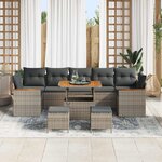 vidaXL Ensemble de canapé de jardin 10 Pièces Gris polyrotin