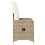 vidaXL Chaise inclinable de jardin avec coussins beige résine tressée