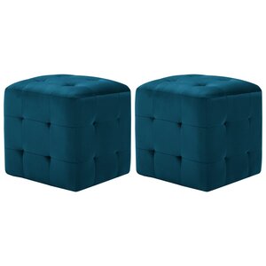vidaXL 2 Pièces Poufs Bleu 30 x 30 x 30 cm Tissu velours