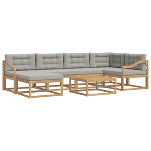 vidaXL Ensemble de canapés d'extérieur 7 Pièces Blanc et gris clair