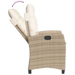 vidaXL Chaises inclinables de jardin lot de 2 et coussins beige rotin